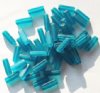 50 5x15mm Transparent Matte Dark Aqua Glass Rectangle Beads